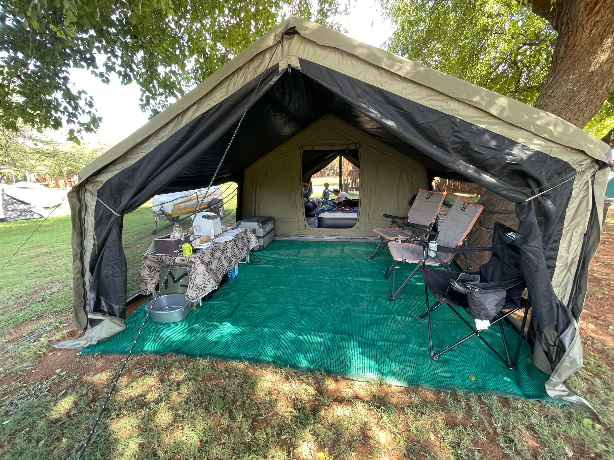 Another view of the open annex area of the Coody Familia tent during the day at Sondela, Bela Bela