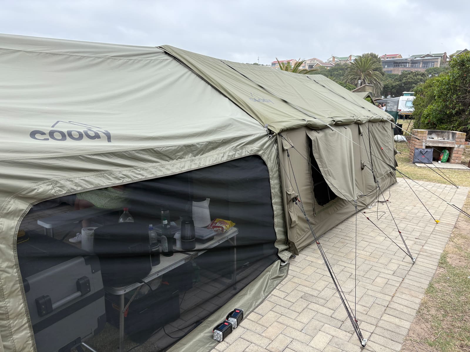 Coody Familia tent on an overcast day at Dwarswegstrand