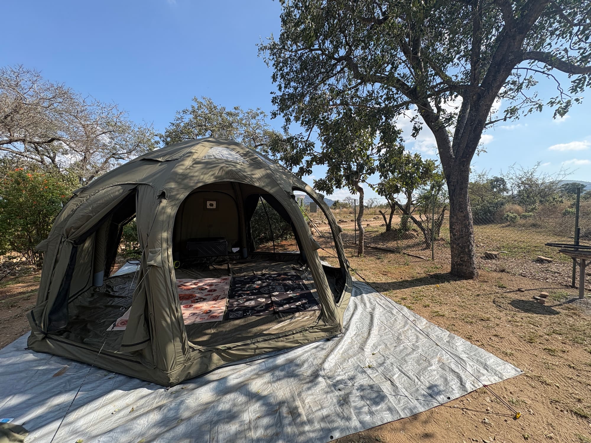 Coody dome tent set up at Malelane during the day