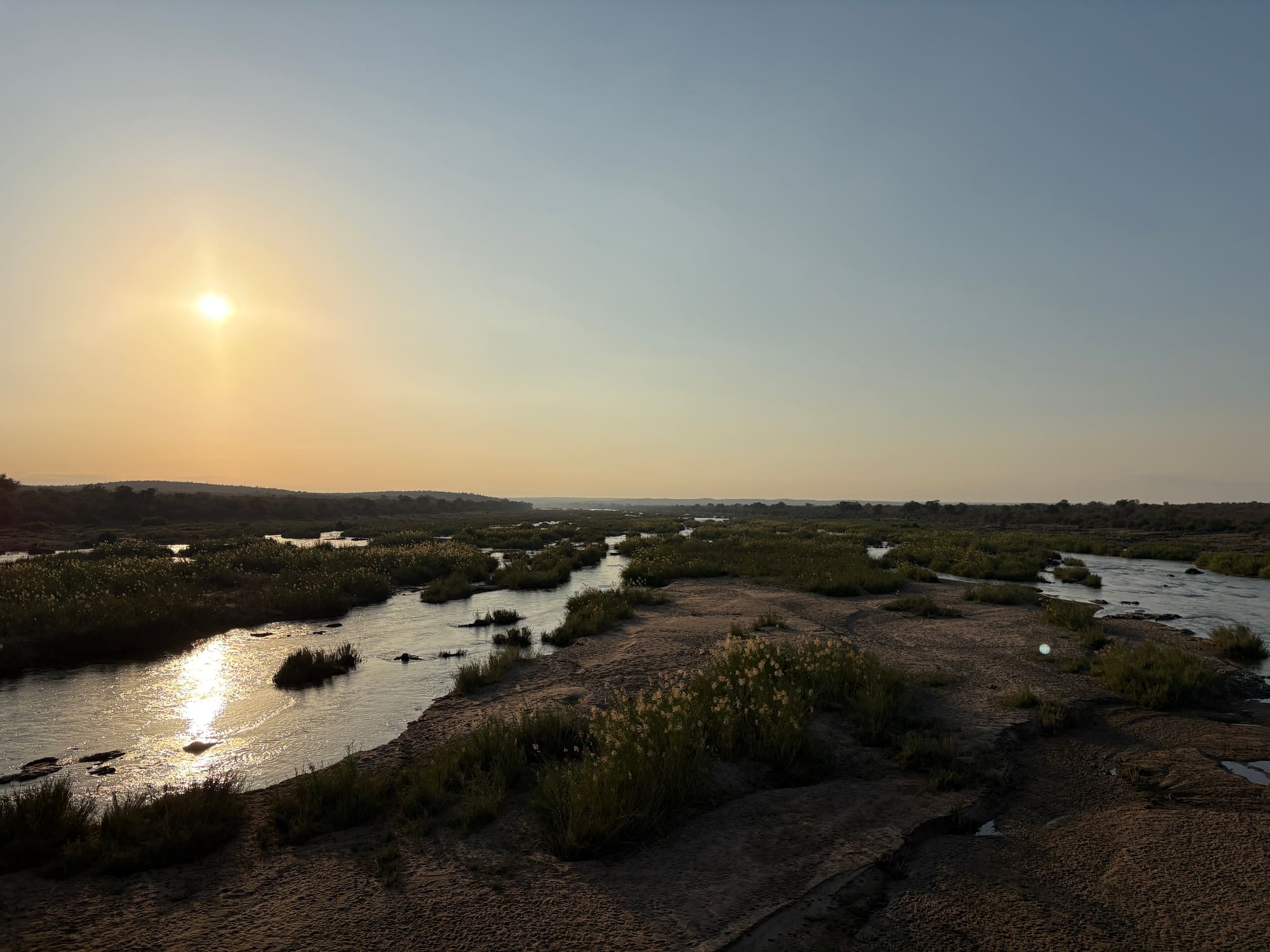Sunset over a river near Satara, Kruger National Park