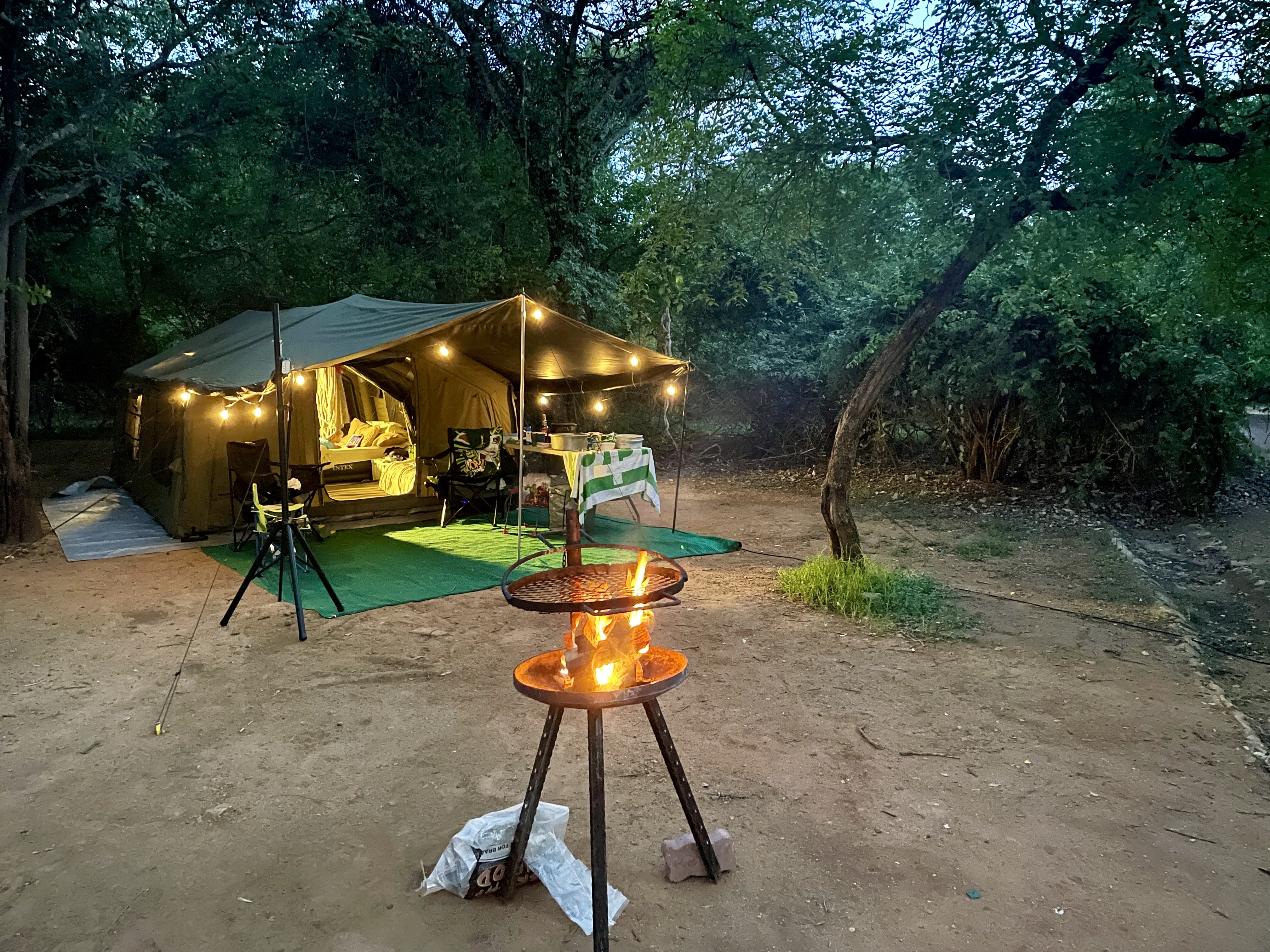 Coody inflatable tent set up in the South African wilderness